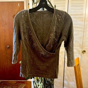 Ann Taylor embellish gray blouse.